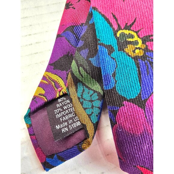 Vtg Tango By Max Raab Floral Pattern Tie 80% Rayon 20% Wool Multicolor USA - Picture 2 of 6